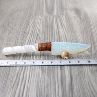 Selenite Spiral Handle Opalite Blade Ornamental Knife #74851 Mountain Man Knife