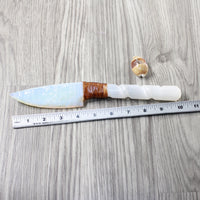 Selenite Spiral Handle Opalite Blade Ornamental Knife #74851 Mountain Man Knife
