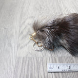 1 Silver Fox Tail Key Ring #155d  Taxidermy Keychain Tassel Bag Tag