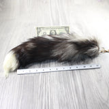 1 Silver Fox Tail Key Ring #155d  Taxidermy Keychain Tassel Bag Tag