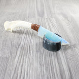 Deer Jaw Handle Opalite Blade Ornamental Knife #655d     Mountain Man Knife