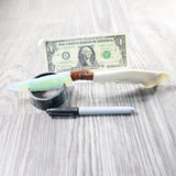 Deer Jaw Handle Opalite Blade Ornamental Knife #655d     Mountain Man Knife