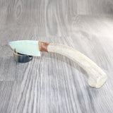 Axis Deer Antler Handle Opalite Blade Ornamental Knife #13660