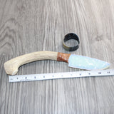 Axis Deer Antler Handle Opalite Blade Ornamental Knife #13660