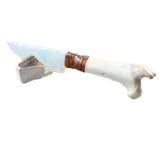 Deer Bone Handle Opalite Blade Ornamental Knife #465d     Mountain Man Knife