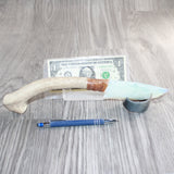 Axis Deer Antler Handle Opalite Blade Ornamental Knife #13660