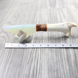 Deer Bone Handle Opalite Blade Ornamental Knife #465d     Mountain Man Knife