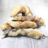 5 Red Fox Tail Key Rings #565d  Taxidermy Keychain Tassel Bag Tag
