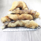 5 Red Fox Tail Key Rings #565d  Taxidermy Keychain Tassel Bag Tag