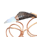 Goat Horn Handle Opalite Blade Knife Necklace  # 16360