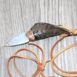 Goat Horn Handle Opalite Blade Knife Necklace  # 16360