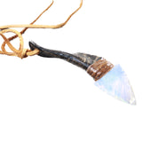 Goat Horn Handle  Opalite Blade Knife Necklace  #505d  Mountain Man Necklace