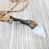 Goat Horn Handle  Opalite Blade Knife Necklace  #505d  Mountain Man Necklace