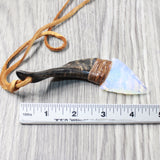Goat Horn Handle  Opalite Blade Knife Necklace  #505d  Mountain Man Necklace