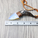 Goat Horn Handle  Opalite Blade Knife Necklace  #505d  Mountain Man Necklace