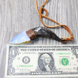 Goat Horn Handle  Opalite Blade Knife Necklace  #505d  Mountain Man Necklace
