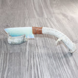 Deer Antler Crown Handle Opalite Blade Ornamental Knife #10160