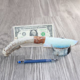 Deer Antler Crown Handle Opalite Blade Ornamental Knife #10160