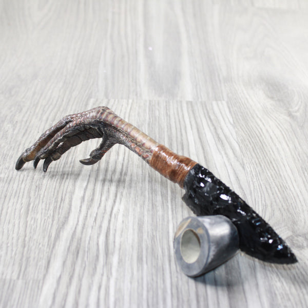 Turkey Foot Handle Obsidian Blade Ornamental Knife #1051 Mountain Man Knife