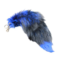 1 Dyed Silver Fox Tail Key Ring #152  Taxidermy Keychain Tassel Bag Tag