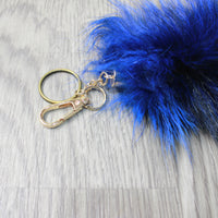 1 Dyed Silver Fox Tail Key Ring #152  Taxidermy Keychain Tassel Bag Tag
