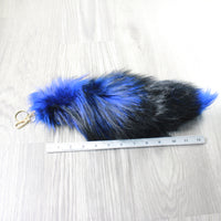 1 Dyed Silver Fox Tail Key Ring #152  Taxidermy Keychain Tassel Bag Tag