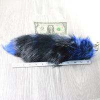 1 Dyed Silver Fox Tail Key Ring #152  Taxidermy Keychain Tassel Bag Tag