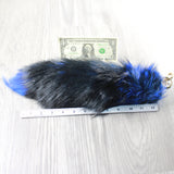 1 Dyed Silver Fox Tail Key Ring #152  Taxidermy Keychain Tassel Bag Tag