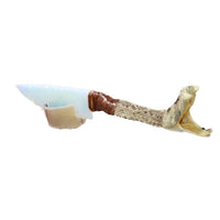 Very Very Long Neck Rattlesnake Head Handle Opalite Blade Ornamental Knife #4352 Mountain Man Knife