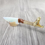 Very Very Long Neck Rattlesnake Head Handle Opalite Blade Ornamental Knife #4352 Mountain Man Knife