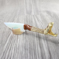 Very Very Long Neck Rattlesnake Head Handle Opalite Blade Ornamental Knife #4352 Mountain Man Knife