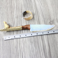 Very Very Long Neck Rattlesnake Head Handle Opalite Blade Ornamental Knife #4352 Mountain Man Knife