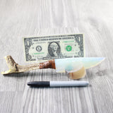Very Very Long Neck Rattlesnake Head Handle Opalite Blade Ornamental Knife #4352 Mountain Man Knife