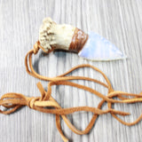 Antler Crown Handle  Opalite Blade Knife Necklace  #565d  Mountain Man Necklace