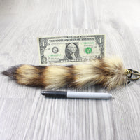1 Raccoon Tail Key Ring #1552  Taxidermy Keychain Tassel Bag Tag