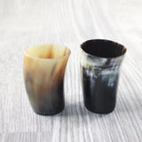 2 Small Horn Glasses #375d       Medieval Tankard Double Shot Glass