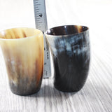2 Small Horn Glasses #375d       Medieval Tankard Double Shot Glass
