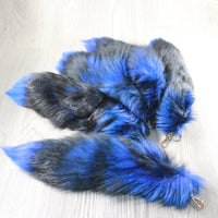 5 Dyed Silver Fox Tail Key Rings #5852  Taxidermy Keychain Tassel Bag Tag