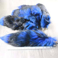 5 Dyed Silver Fox Tail Key Rings #5852  Taxidermy Keychain Tassel Bag Tag
