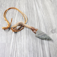 Grapevine Wood Handle Stone Blade Knife Necklace  #5252 Mountain Man Necklace