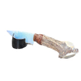 Elk Antler Crown Handle Opalite Blade Ornamental Knife #2261     Mountain Man Knife