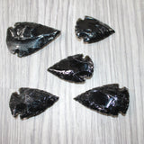 5 Large Obsidian Ornamental Arrowheads  #4561    Spearhead