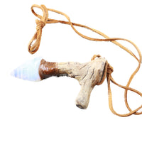 Grapevine Wood Handle Opalite Blade Knife Necklace  #5752 Mountain Man Necklace