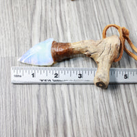 Grapevine Wood Handle Opalite Blade Knife Necklace  #5752 Mountain Man Necklace
