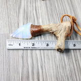 Grapevine Wood Handle Opalite Blade Knife Necklace  #5752 Mountain Man Necklace