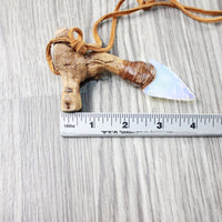 Grapevine Wood Handle Opalite Blade Knife Necklace  #5752 Mountain Man Necklace