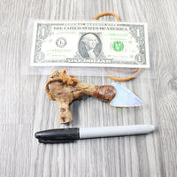 Grapevine Wood Handle Opalite Blade Knife Necklace  #5752 Mountain Man Necklace