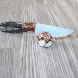 Orthoceras Fossil Handle Opalite Blade Ornamental Knife #2961     Mountain Man Knife