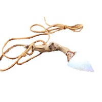 Grapevine Wood Handle Opalite Blade Knife Necklace  #5952 Mountain Man Necklace
