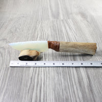 Hair-on Deer Bone Handle Opalite Blade Ornamental Knife #7052 Mountain Man Knife